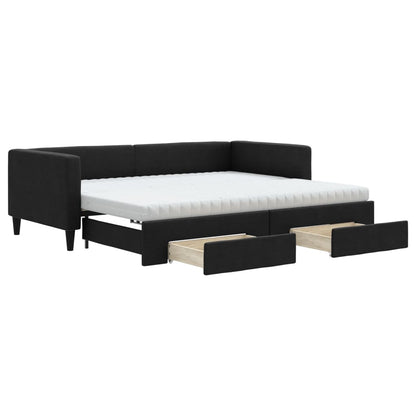 Divano Letto Estraibile con Cassetti Nero 90x190 cm in Tessuto - homemem39