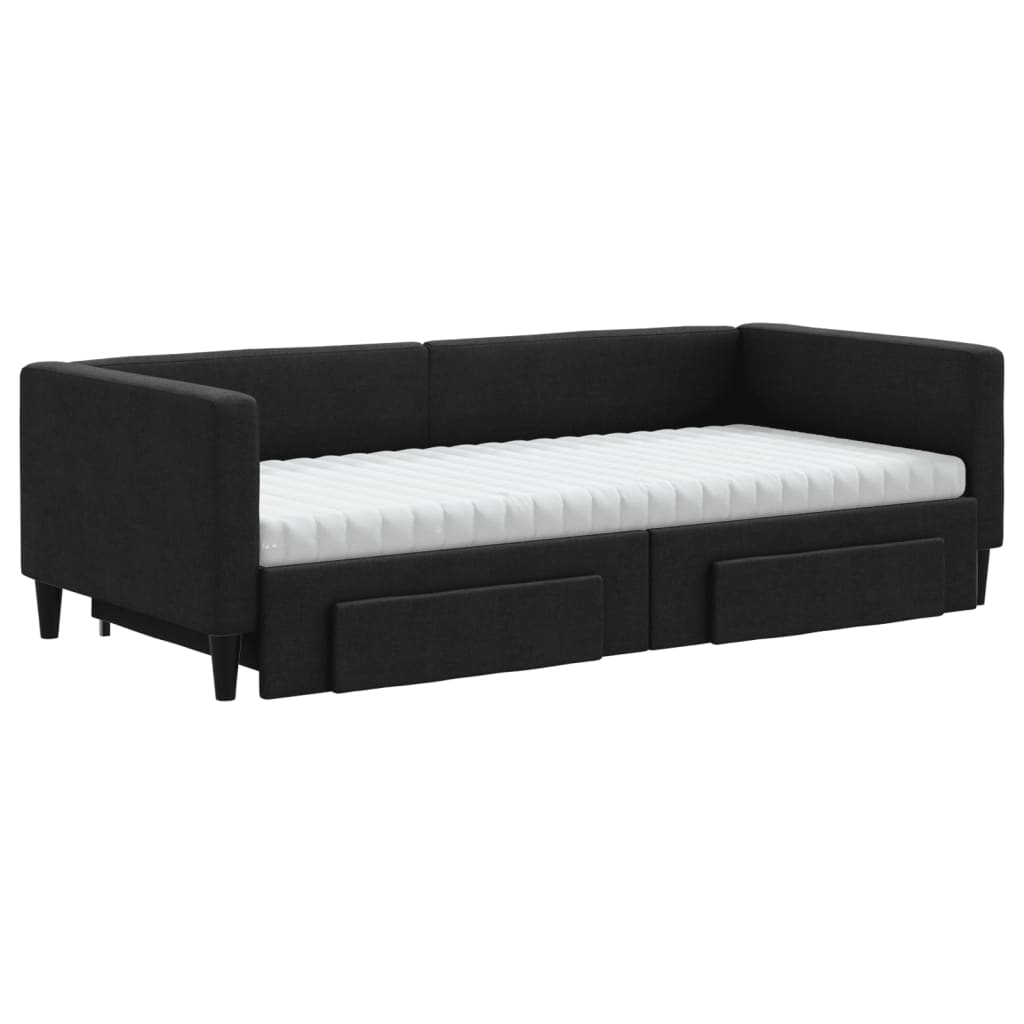 Divano Letto Estraibile con Cassetti Nero 90x190 cm in Tessuto - homemem39