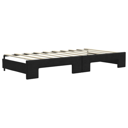 Divano Letto Estraibile con Cassetti Nero 90x190 cm in Tessuto - homemem39