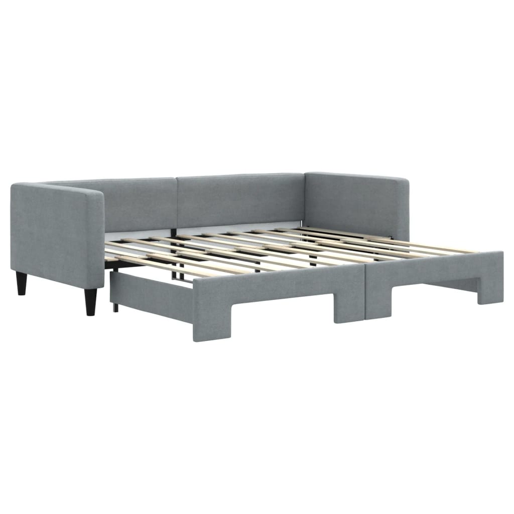 Divano Letto con Letto Estraibile Grigio Chiaro 100x190 Tessuto