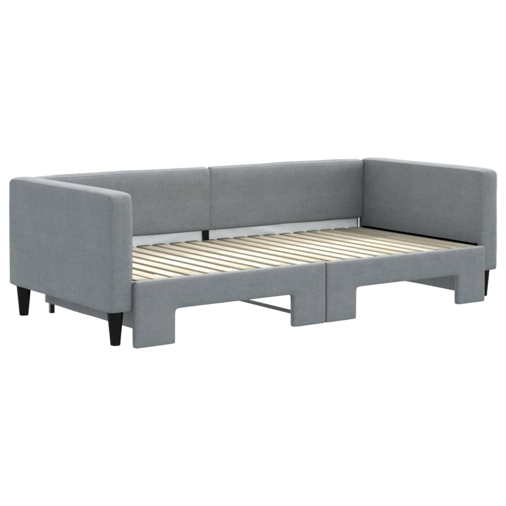 Divano Letto con Letto Estraibile Grigio Chiaro 100x190 Tessuto