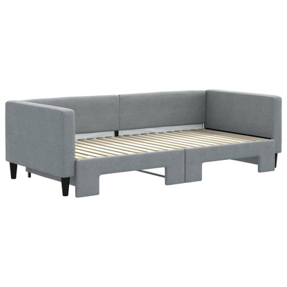 Divano Letto con Letto Estraibile Grigio Chiaro 100x190 Tessuto