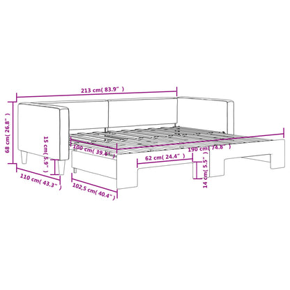Divano Letto con Letto Estraibile Grigio Chiaro 100x190 Tessuto