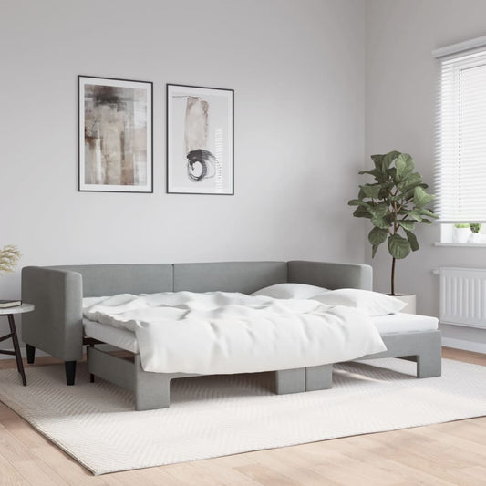 Divano Letto con Letto Estraibile Grigio Chiaro 100x190 Tessuto | homemem39
