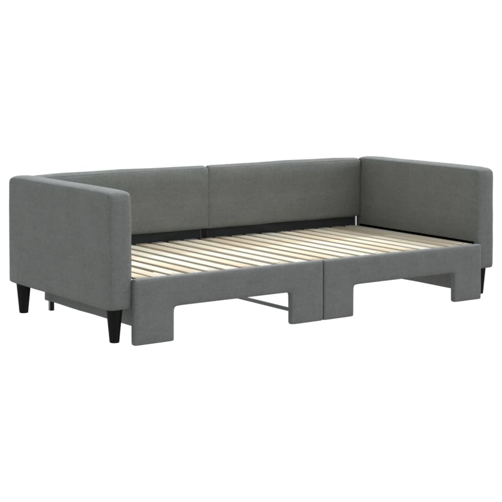 Divano Letto Letto Estraibile Grigio Scuro 100x190 cm Tessuto