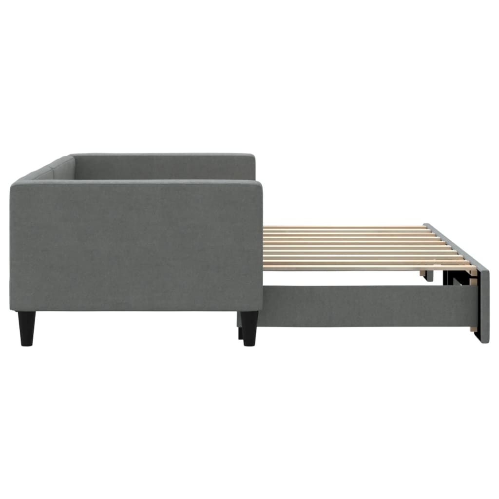 Divano Letto Letto Estraibile Grigio Scuro 100x190 cm Tessuto