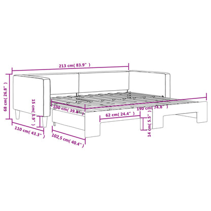 Divano Letto Letto Estraibile Grigio Scuro 100x190 cm Tessuto | homemem39
