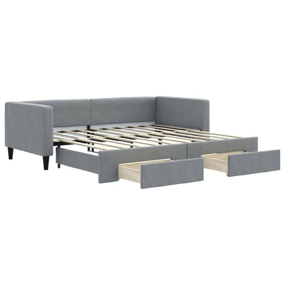 Divano Letto Estraibile Cassetti Grigio Chiaro 100x190 Tessuto