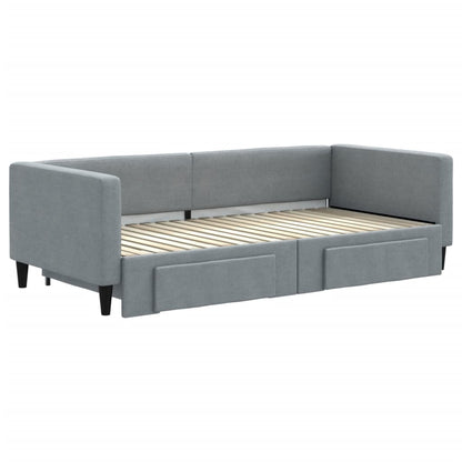 Divano Letto Estraibile Cassetti Grigio Chiaro 100x190 Tessuto | homemem39
