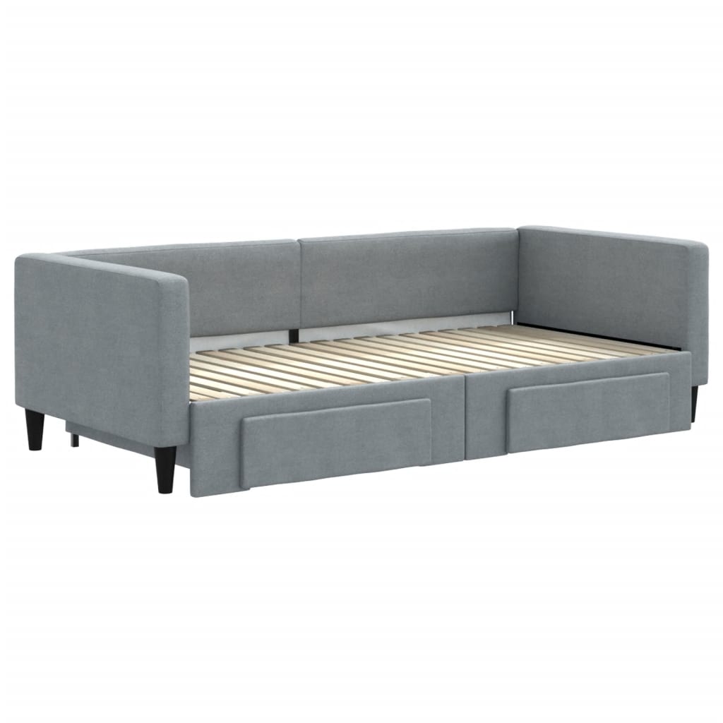 Divano Letto Estraibile Cassetti Grigio Chiaro 100x190 Tessuto