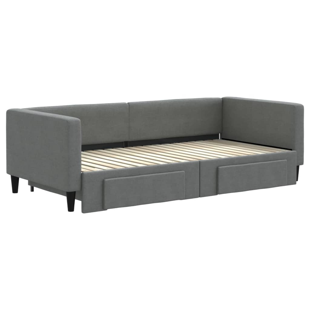 Divano Letto Estraibile Cassetti Grigio Scuro 100x190 Tessuto | homemem39