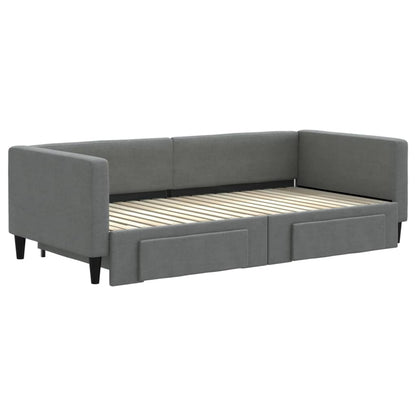 Divano Letto Estraibile Cassetti Grigio Scuro 100x190 Tessuto | homemem39