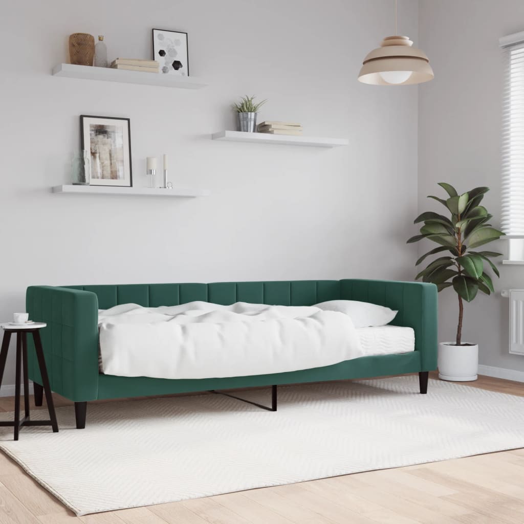 Divano Letto con Materasso Verde Scuro 80x200 cm in Velluto - homemem39
