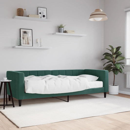 Divano Letto con Materasso Verde Scuro 80x200 cm in Velluto - homemem39