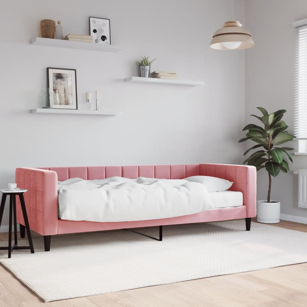 Divano Letto con Materasso Rosa 80x200 cm in Velluto - homemem39
