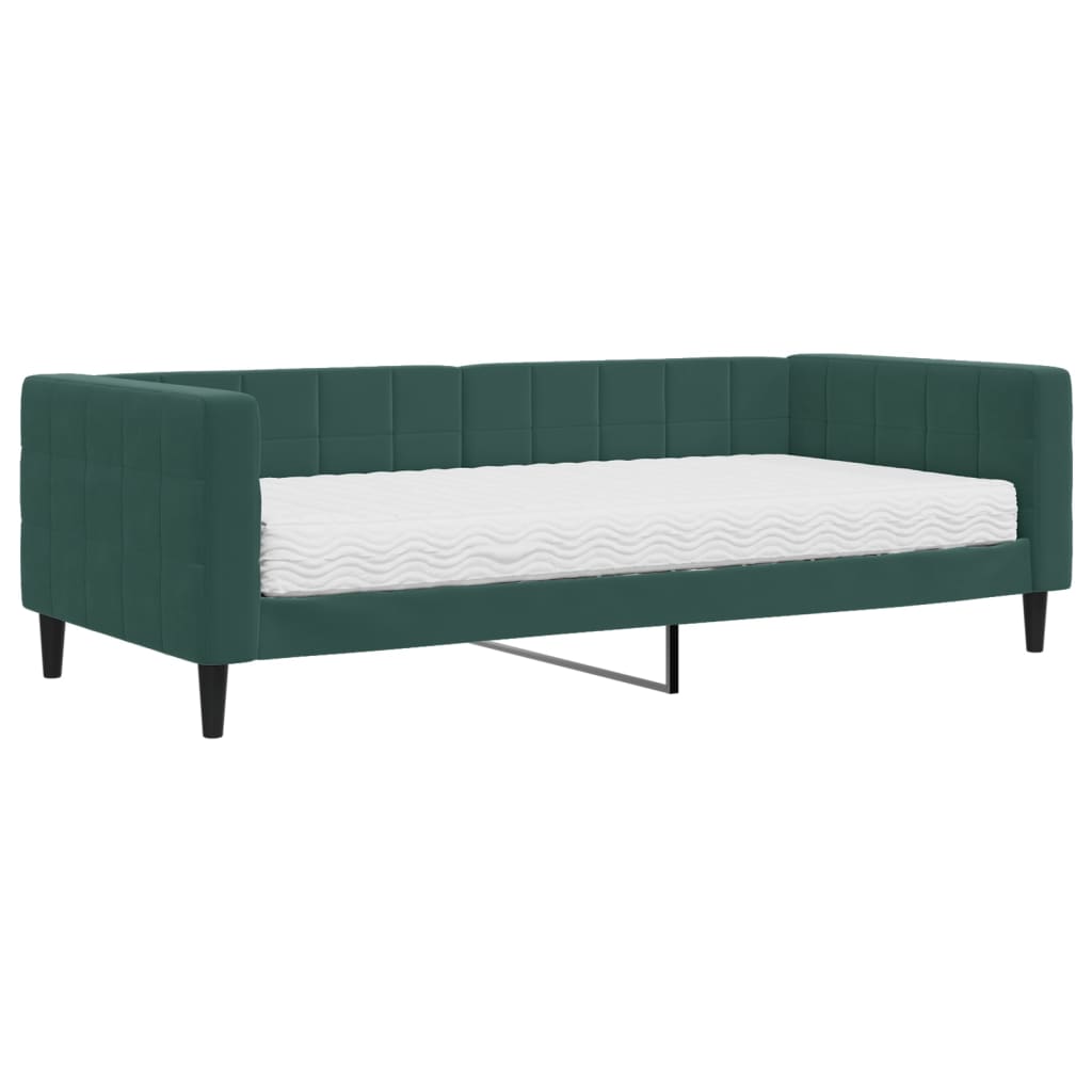 Divano Letto con Materasso Verde Scuro 90x200 cm in Velluto - homemem39