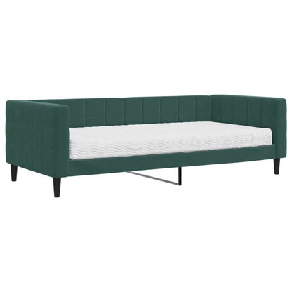 Divano Letto con Materasso Verde Scuro 90x200 cm in Velluto - homemem39