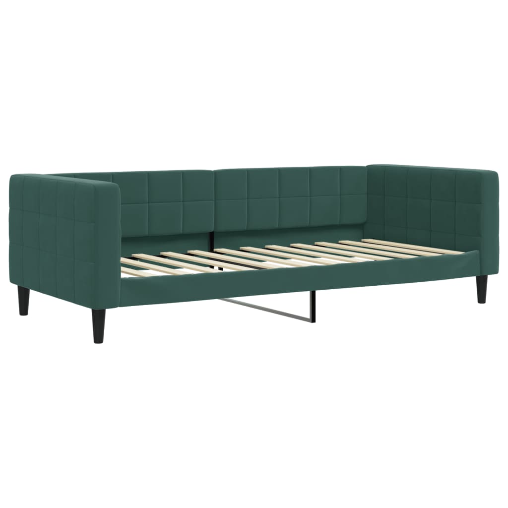 Divano Letto con Materasso Verde Scuro 90x200 cm in Velluto - homemem39