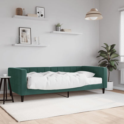 Divano Letto con Materasso Verde Scuro 90x200 cm in Velluto - homemem39