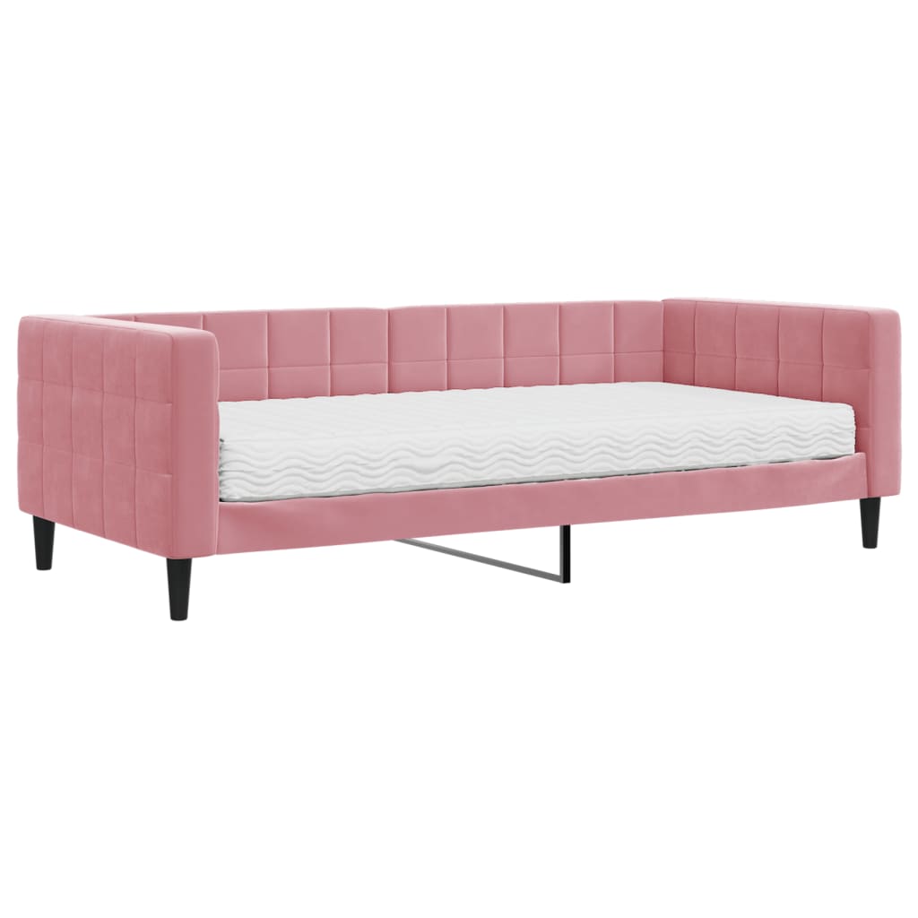 Divano Letto con Materasso Rosa 90x200 cm in Velluto - homemem39