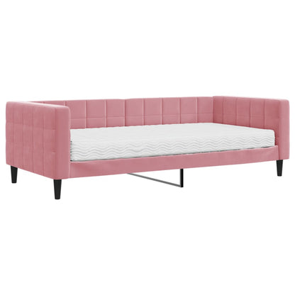 Divano Letto con Materasso Rosa 90x200 cm in Velluto - homemem39