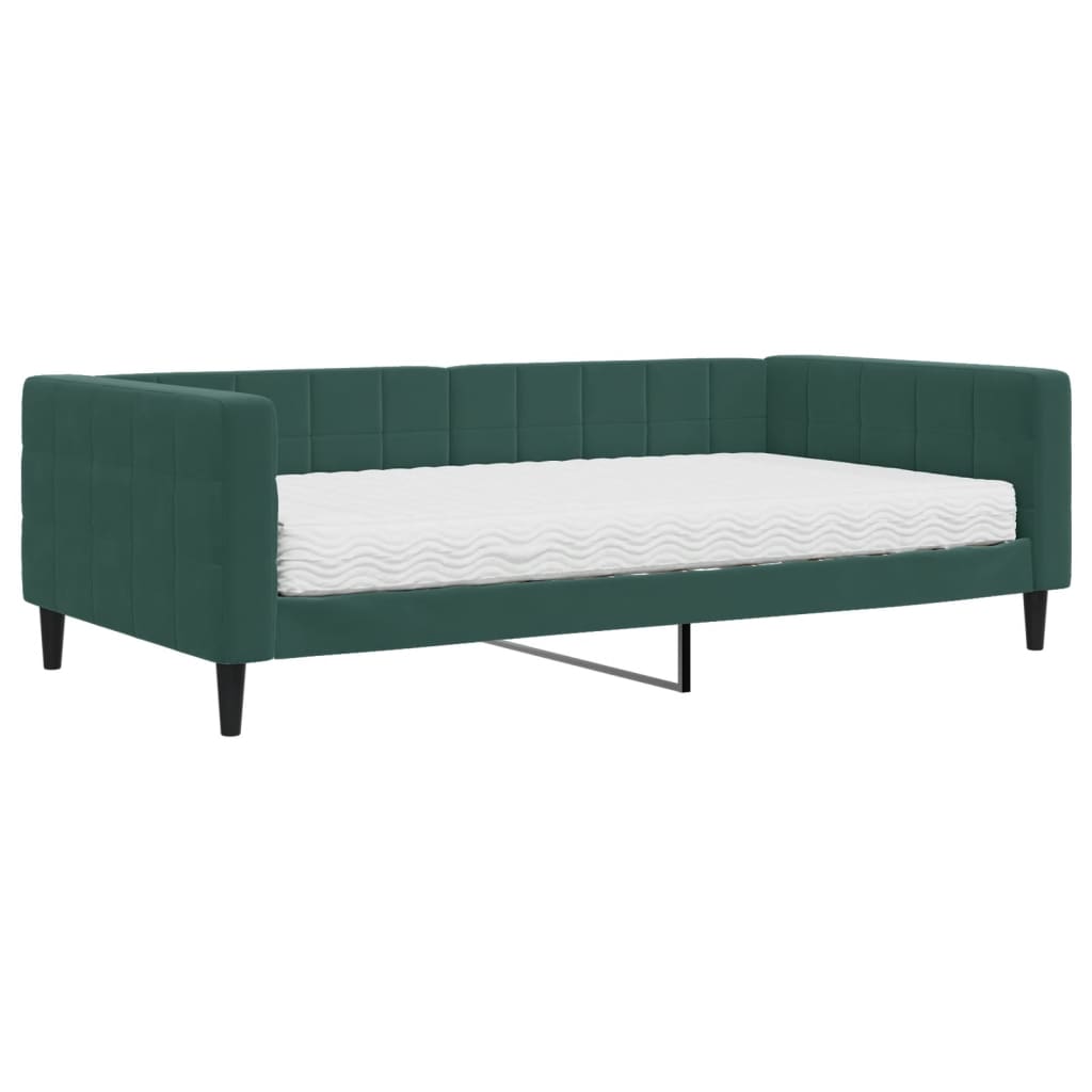 Divano Letto con Materasso Verde Scuro 100x200 cm in Velluto - homemem39