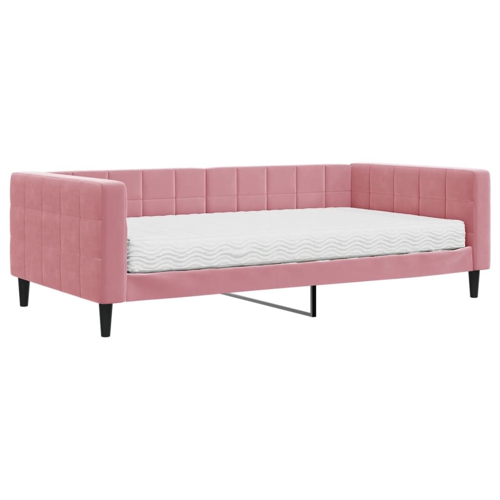 Divano Letto con Materasso Rosa 100x200 cm in Velluto - homemem39