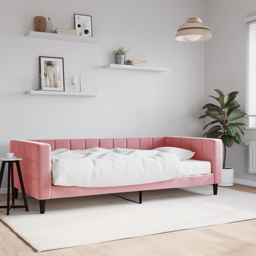 Divano Letto con Materasso Rosa 100x200 cm in Velluto - homemem39