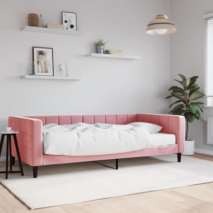 Divano Letto con Materasso Rosa 100x200 cm in Velluto - homemem39