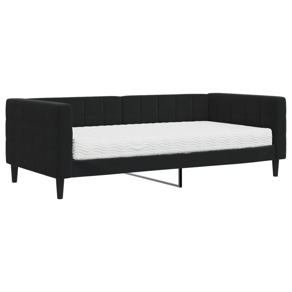 Divano Letto con Materasso Nero 90x190 cm in Velluto - homemem39