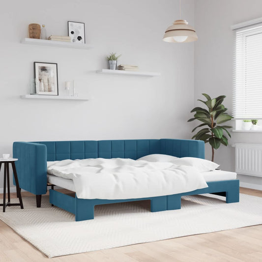 Divano Letto con Letto Estraibile Blu 80x200 cm in Velluto - homemem39