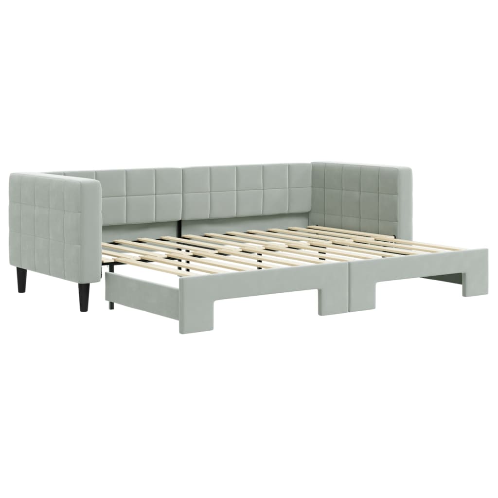 Divano Letto con Letto Estraibile Grigio Chiaro 80x200 Velluto - homemem39
