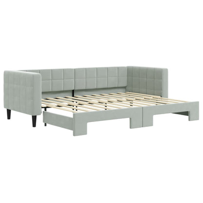 Divano Letto con Letto Estraibile Grigio Chiaro 80x200 Velluto - homemem39