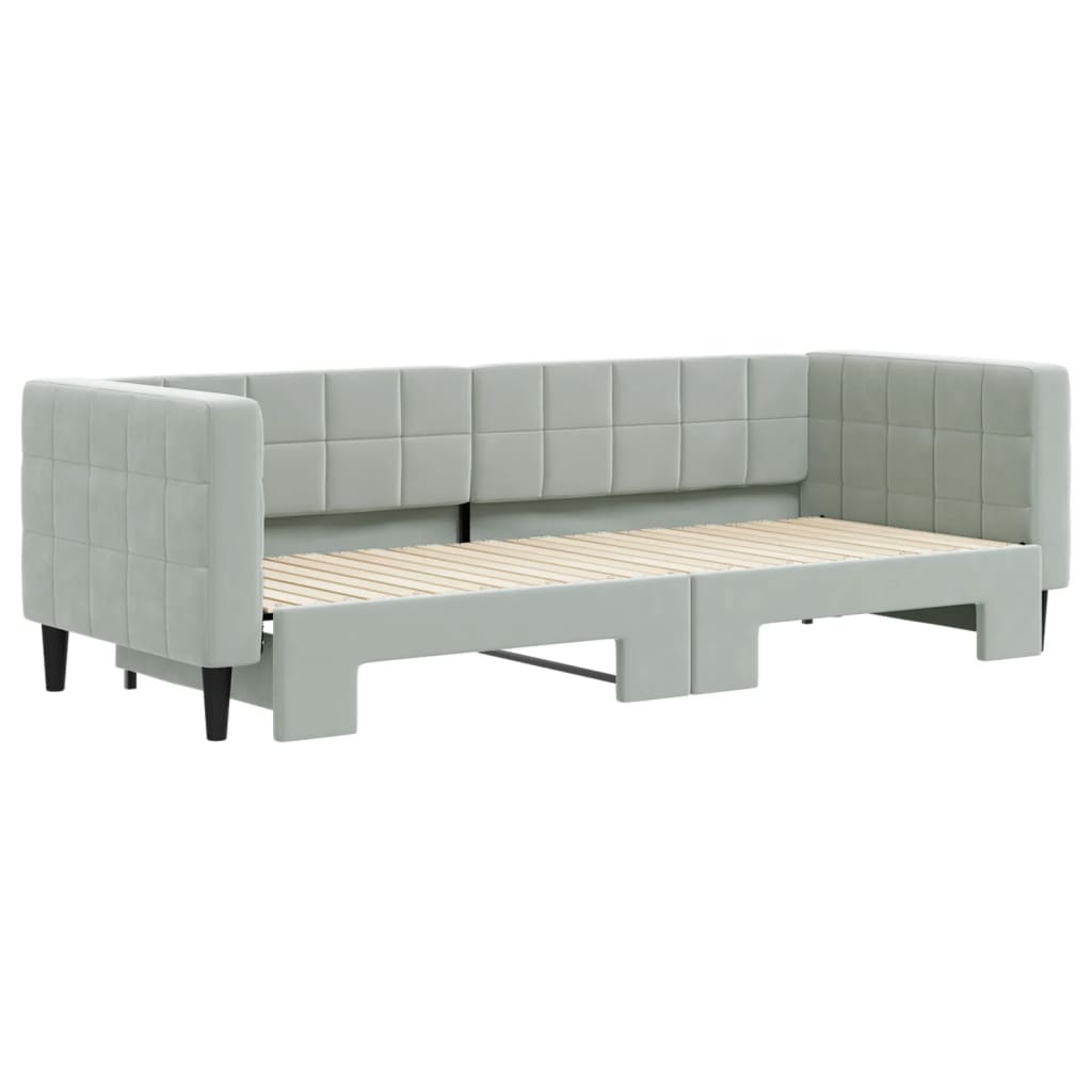 Divano Letto con Letto Estraibile Grigio Chiaro 80x200 Velluto - homemem39