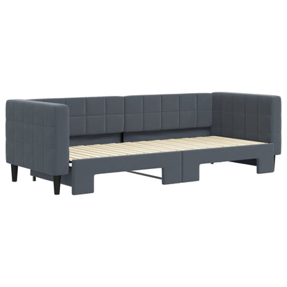 Divano Letto con Letto Estraibile Grigio Scuro 80x200cm Velluto