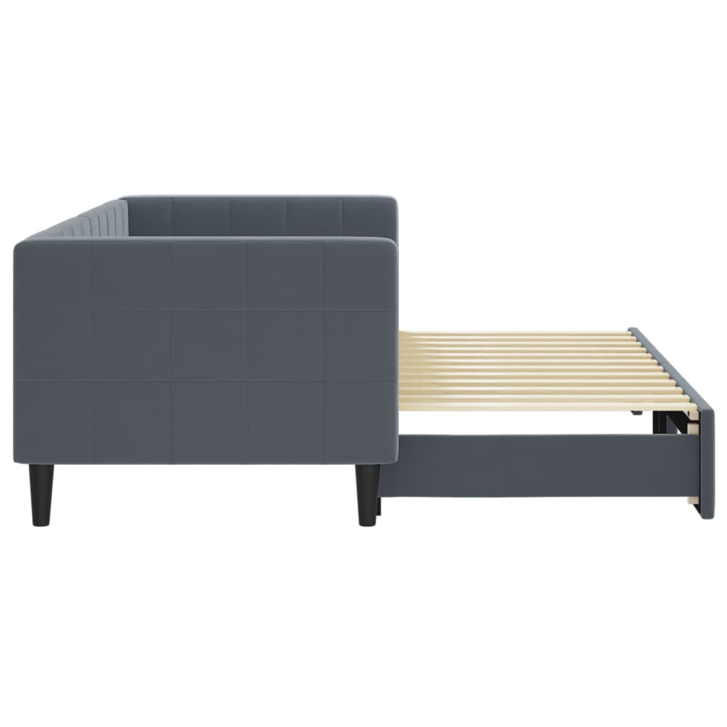 Divano Letto con Letto Estraibile Grigio Scuro 80x200cm Velluto