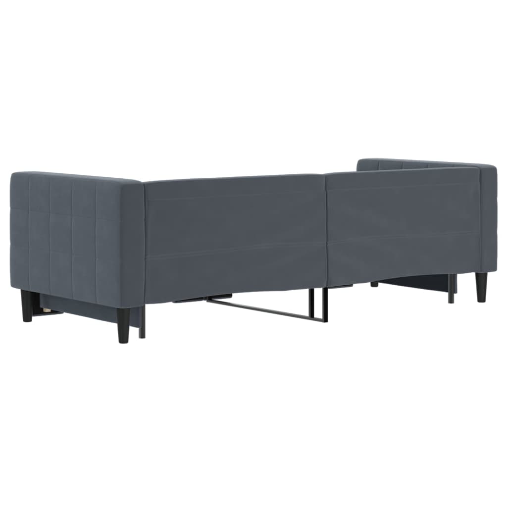 Divano Letto con Letto Estraibile Grigio Scuro 80x200cm Velluto