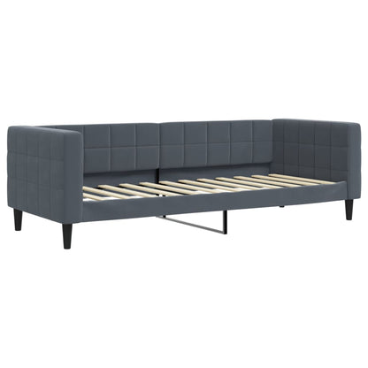 Divano Letto con Letto Estraibile Grigio Scuro 80x200cm Velluto