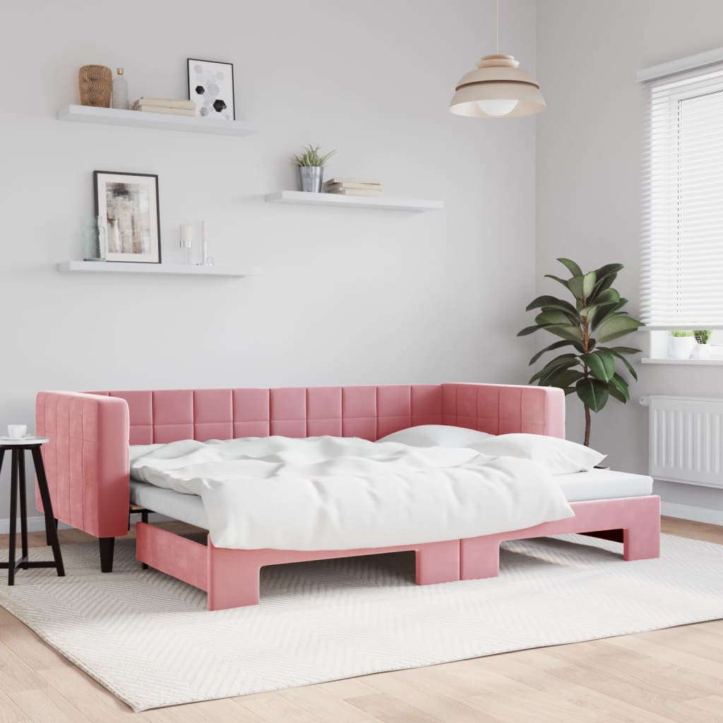 Divano Letto con Letto Estraibile Rosa 80x200 cm in Velluto - homemem39