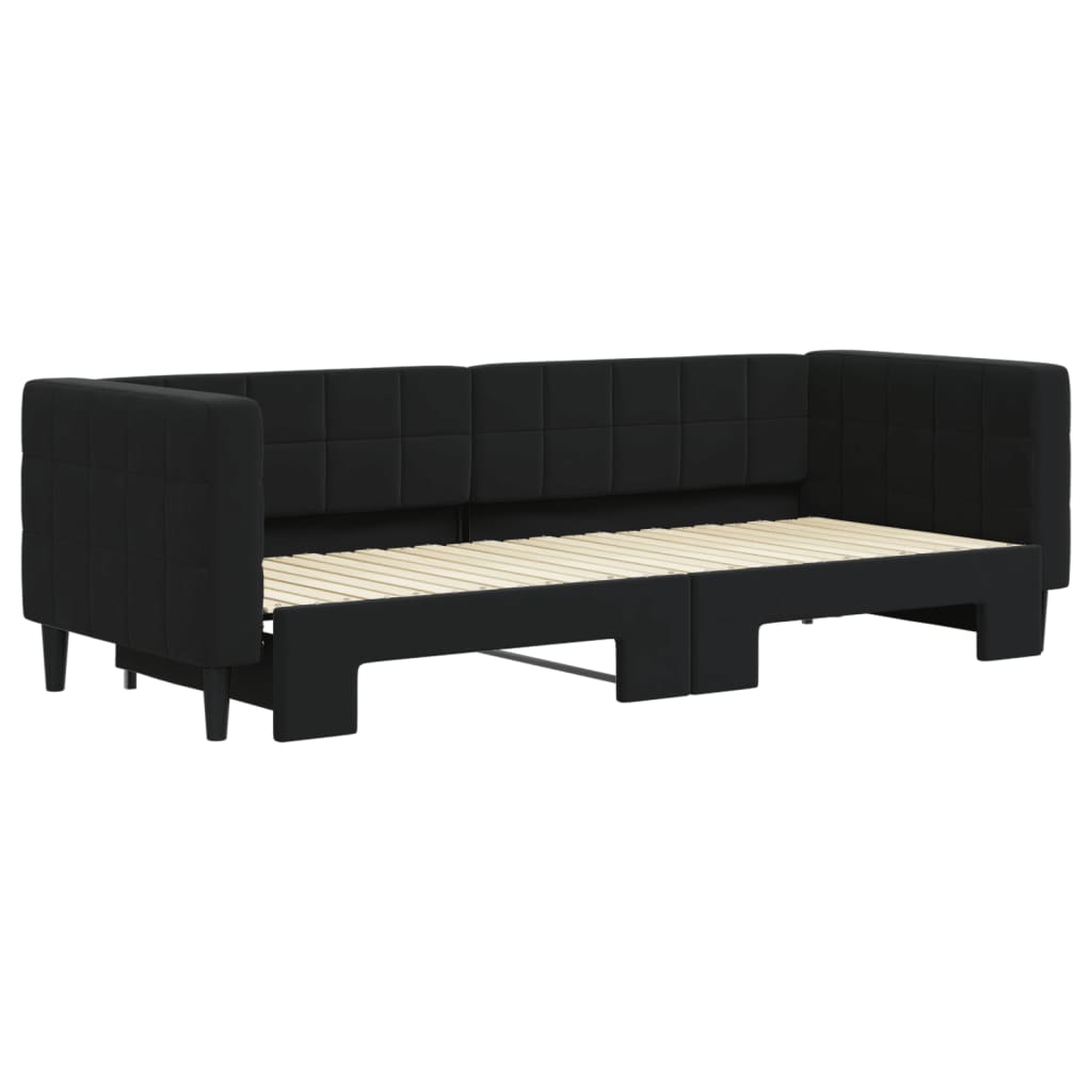 Divano Letto con Letto Estraibile Nero 80x200 cm in Velluto