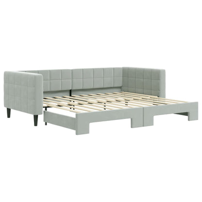 Divano Letto con Letto Estraibile Grigio Chiaro 90x200 Velluto - homemem39