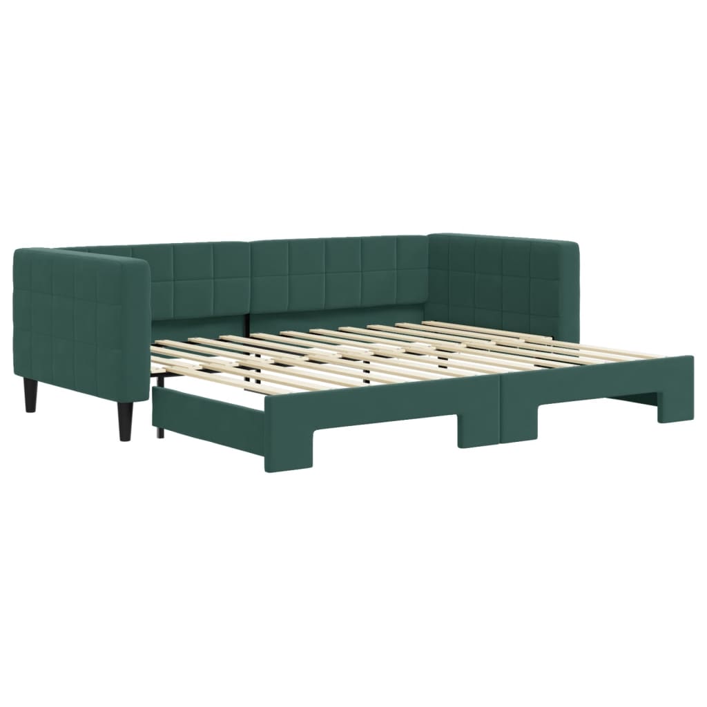 Divano Letto con Letto Estraibile Verde Scuro 90x200cm Velluto - homemem39