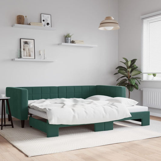 Divano Letto con Letto Estraibile Verde Scuro 90x200cm Velluto - homemem39