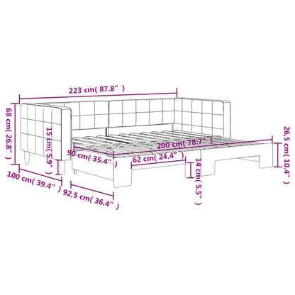 Divano Letto con Letto Estraibile Rosa 90x200 cm in Velluto
