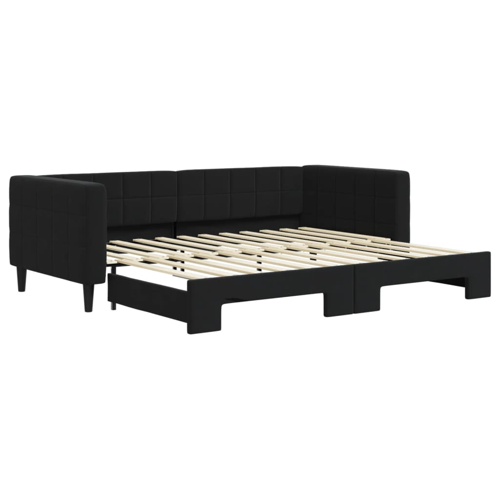Divano Letto con Letto Estraibile Nero 90x200 cm in Velluto - homemem39
