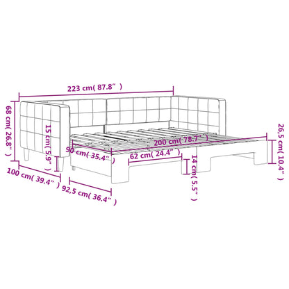 Divano Letto con Letto Estraibile Nero 90x200 cm in Velluto