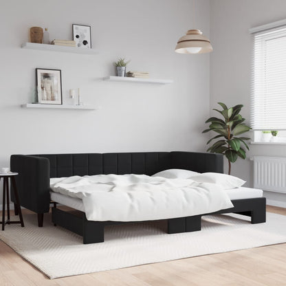 Divano Letto con Letto Estraibile Nero 90x200 cm in Velluto - homemem39