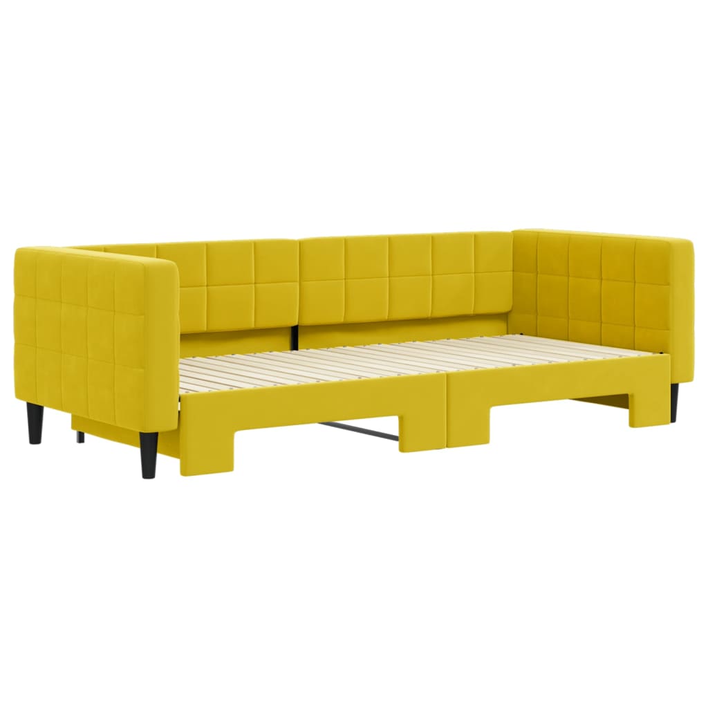 Divano Letto con Letto Estraibile Giallo 90x200 cm in Velluto - homemem39