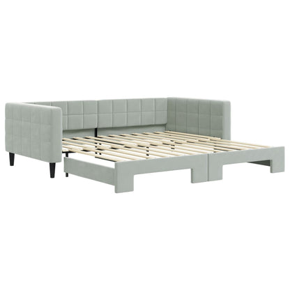 Divano Letto con Letto Estraibile Grigio Chiaro 100x200 Velluto - homemem39