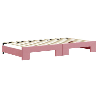 Divano Letto con Letto Estraibile Rosa 100x200 cm in Velluto - homemem39